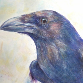 Painting of a Raven's Head by artist Diane Young